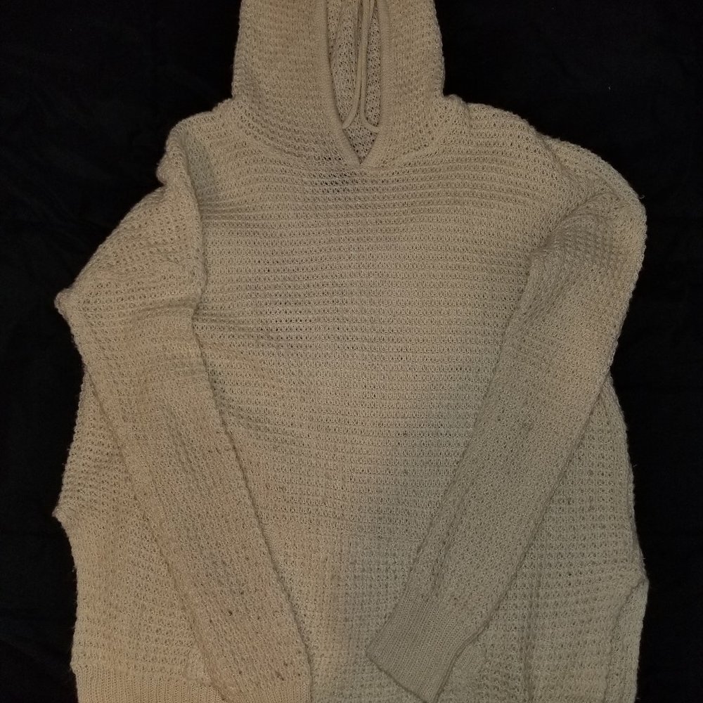 Knitted Beige Sweater with Hood